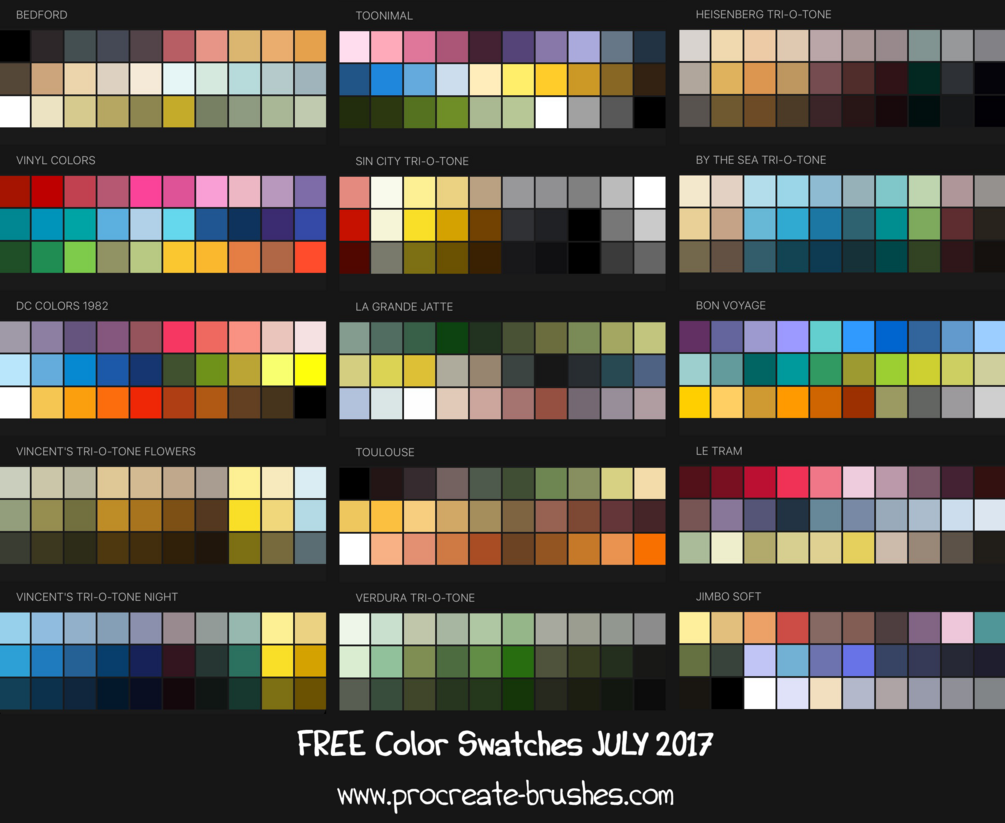 110+ COLOR SWATCHES & HARMONIC PALETTES for Procreate by GeorgBrush.club | 2000+ Procreate Brushes