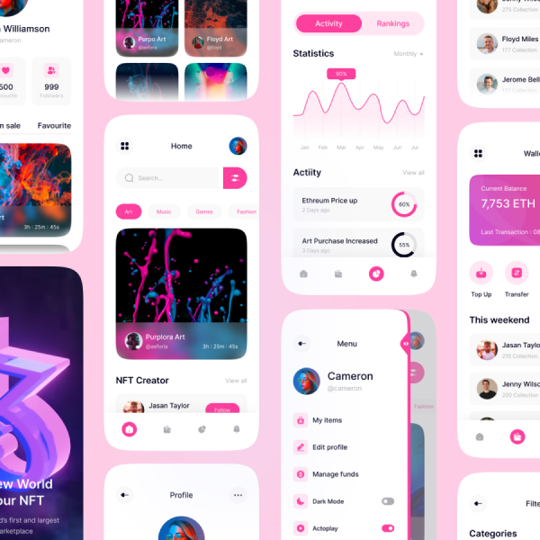 NFT Mobile App UX UI Design Kit