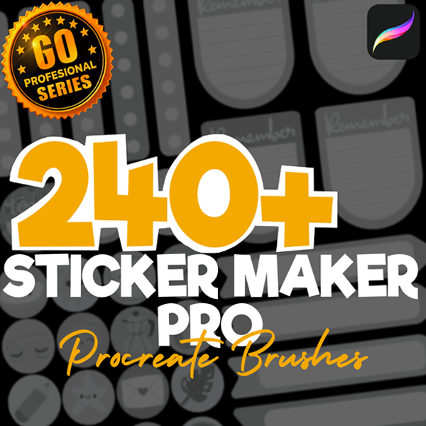 Procreate Planner STICKER MAKER PROCREATE Brush Set | All-in-One Brush Pack for Designing Stickers | Shapes, icons, textures, lettering, patterns