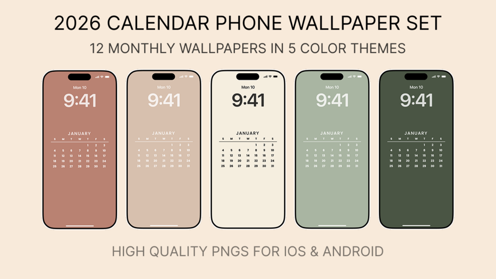 2026 Aesthetic Calendar Wallpaper Pack
