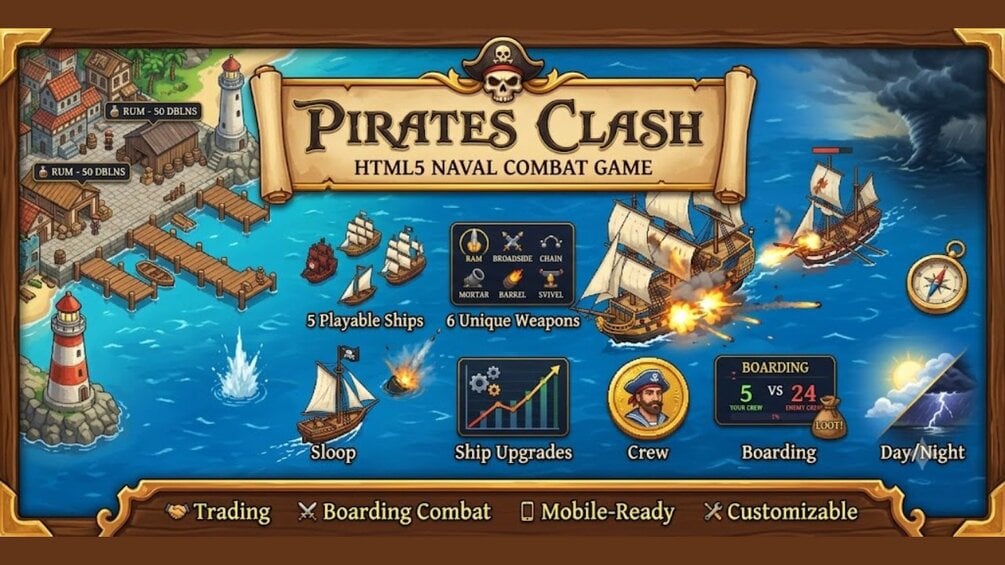 Pirates Clash | 2D Pirate Naval Combat HTML5 Game