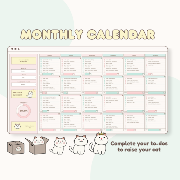 Monthly calendar 💛 Yellow