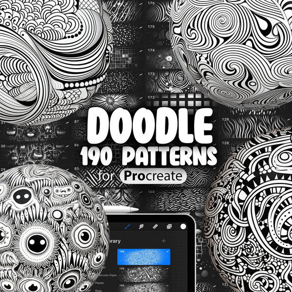 190 Procreate Doodle Patterns Collection by ProCreativeBreeze