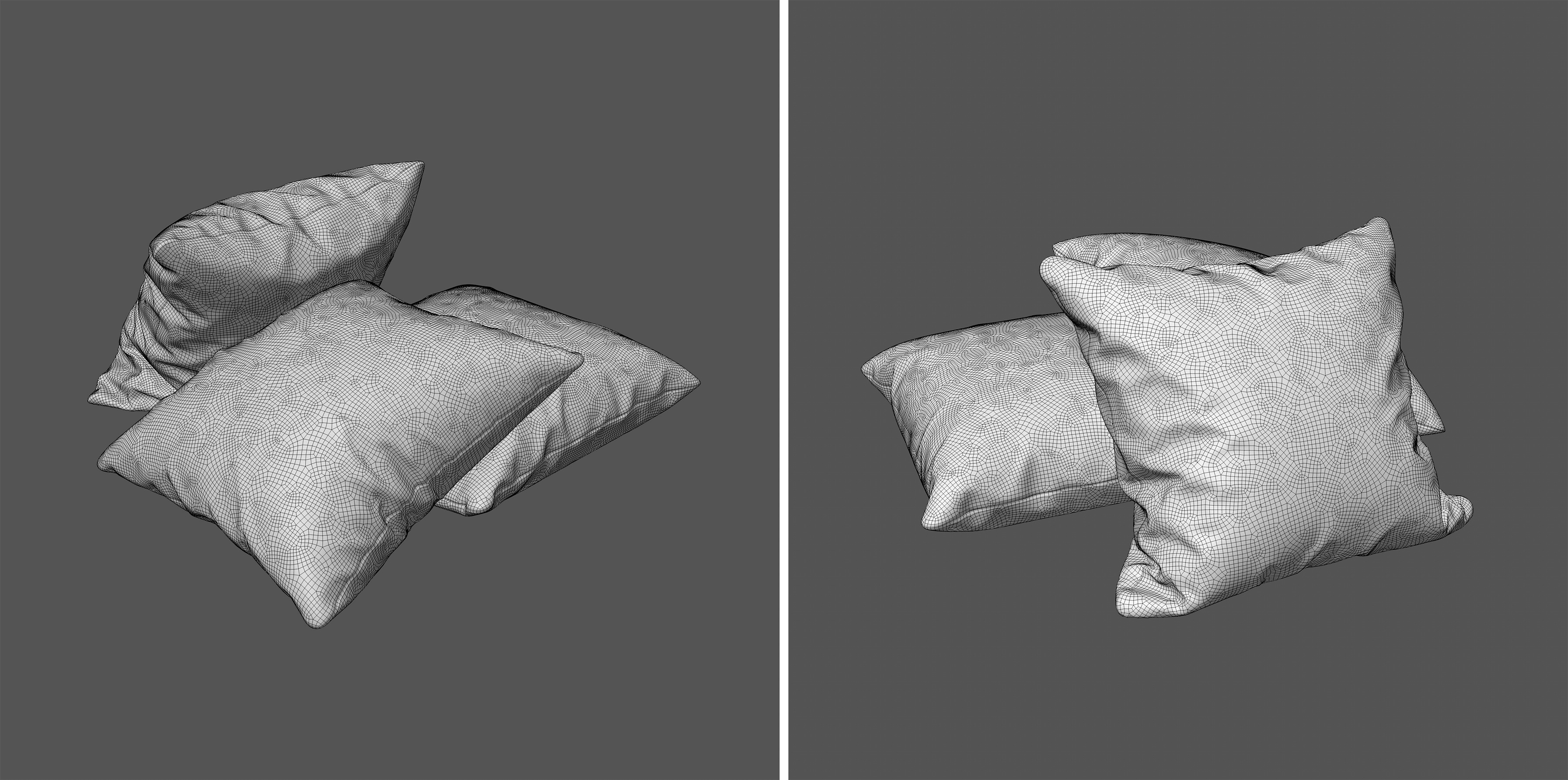 Set Of Decorative Pillows Cinema 4D Corona 