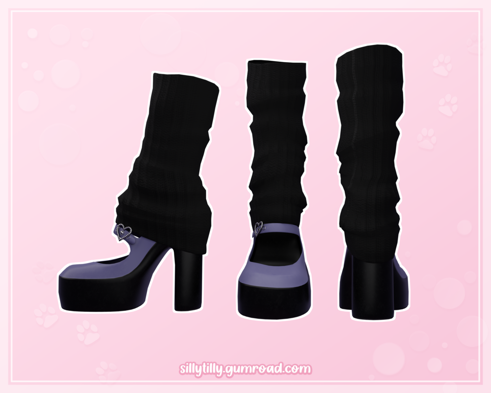 Fluffy Leg Warmer Heels, 3D Asset