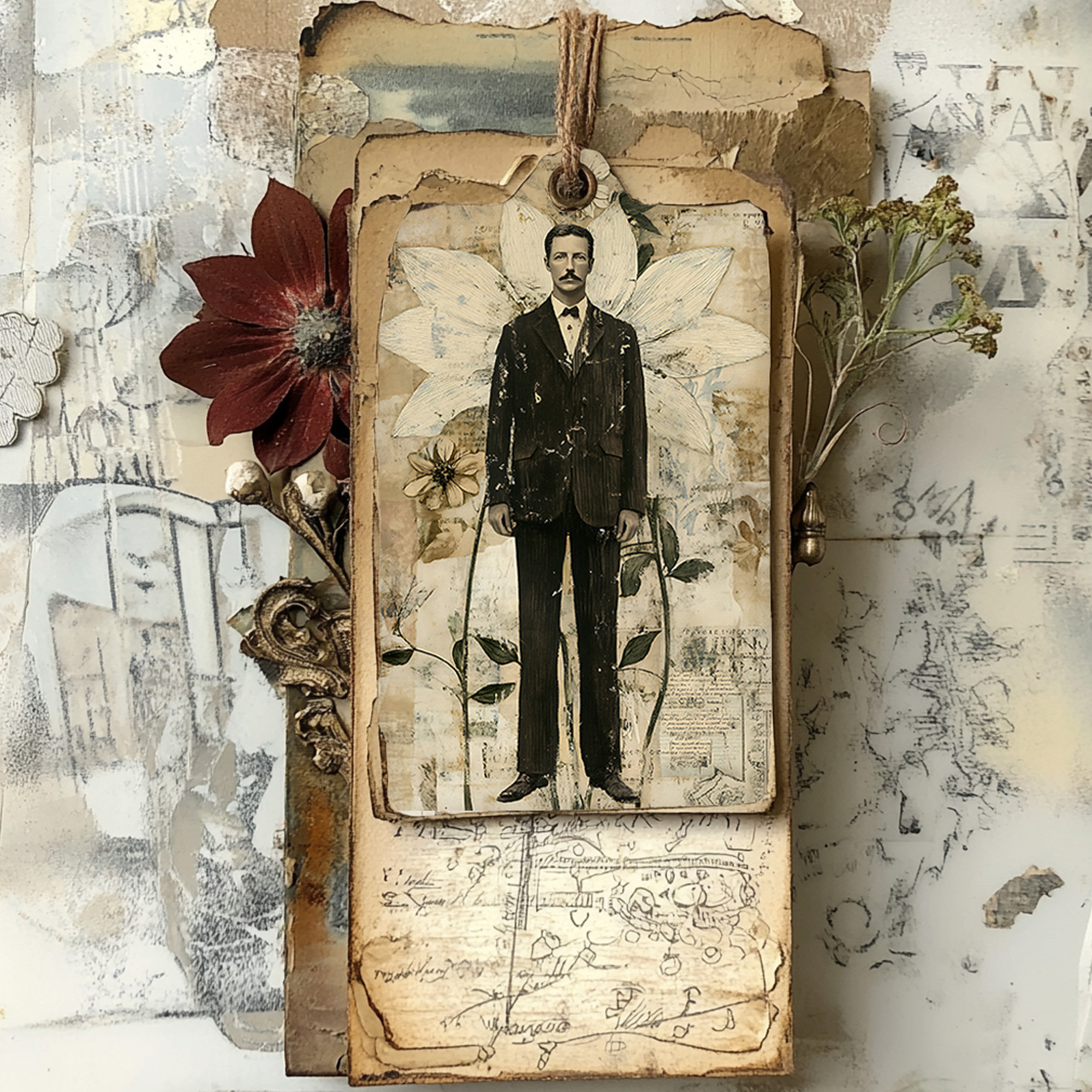 16-pc-antique-man-portrait-with-flowers-on-ephemeral-vintage-collage
