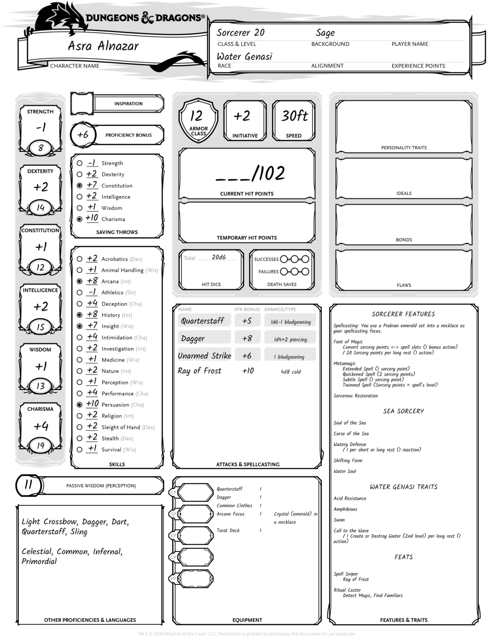 D&D Character Sheets