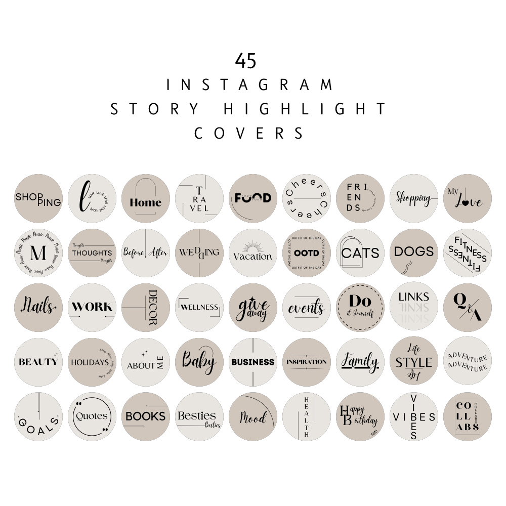 boho instagram highlight covers (set of 45 icons)