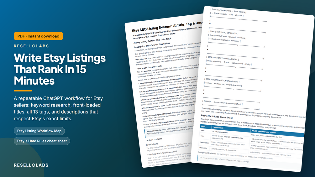 Etsy SEO Listing System: AI Title, Tag & Description Kit cover
