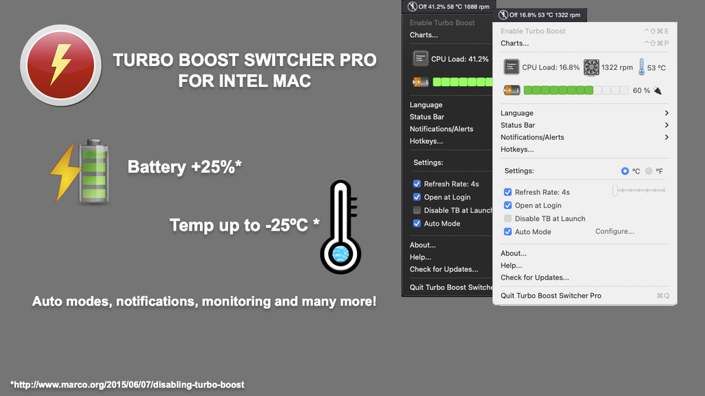 Turbo Boost Switcher Pro for Intel Mac