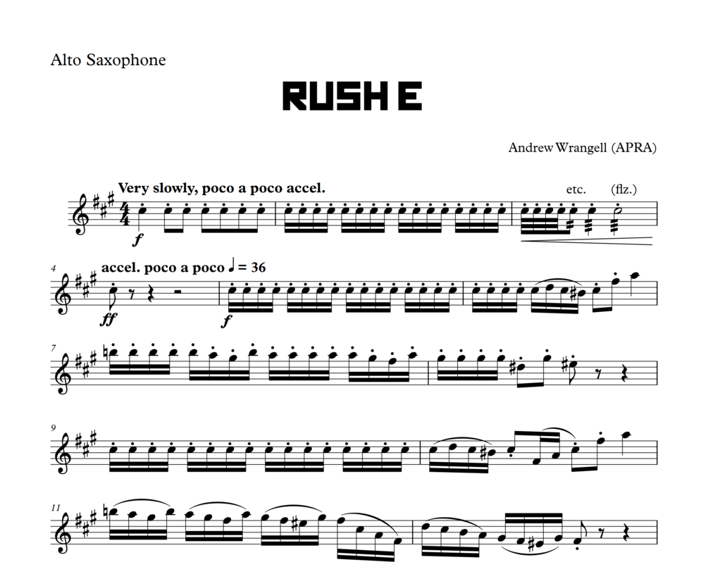 Rush E - Alto Sax Sheet Music