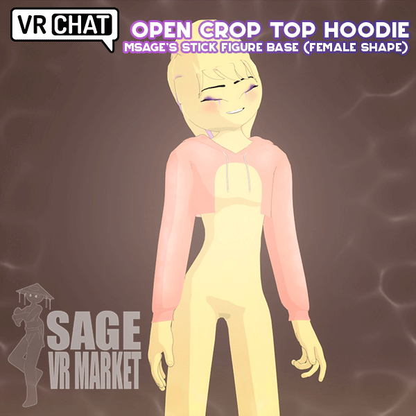 [VRChat Clothing] Open Crop Top Hoodie {Stick Figure Avatar}