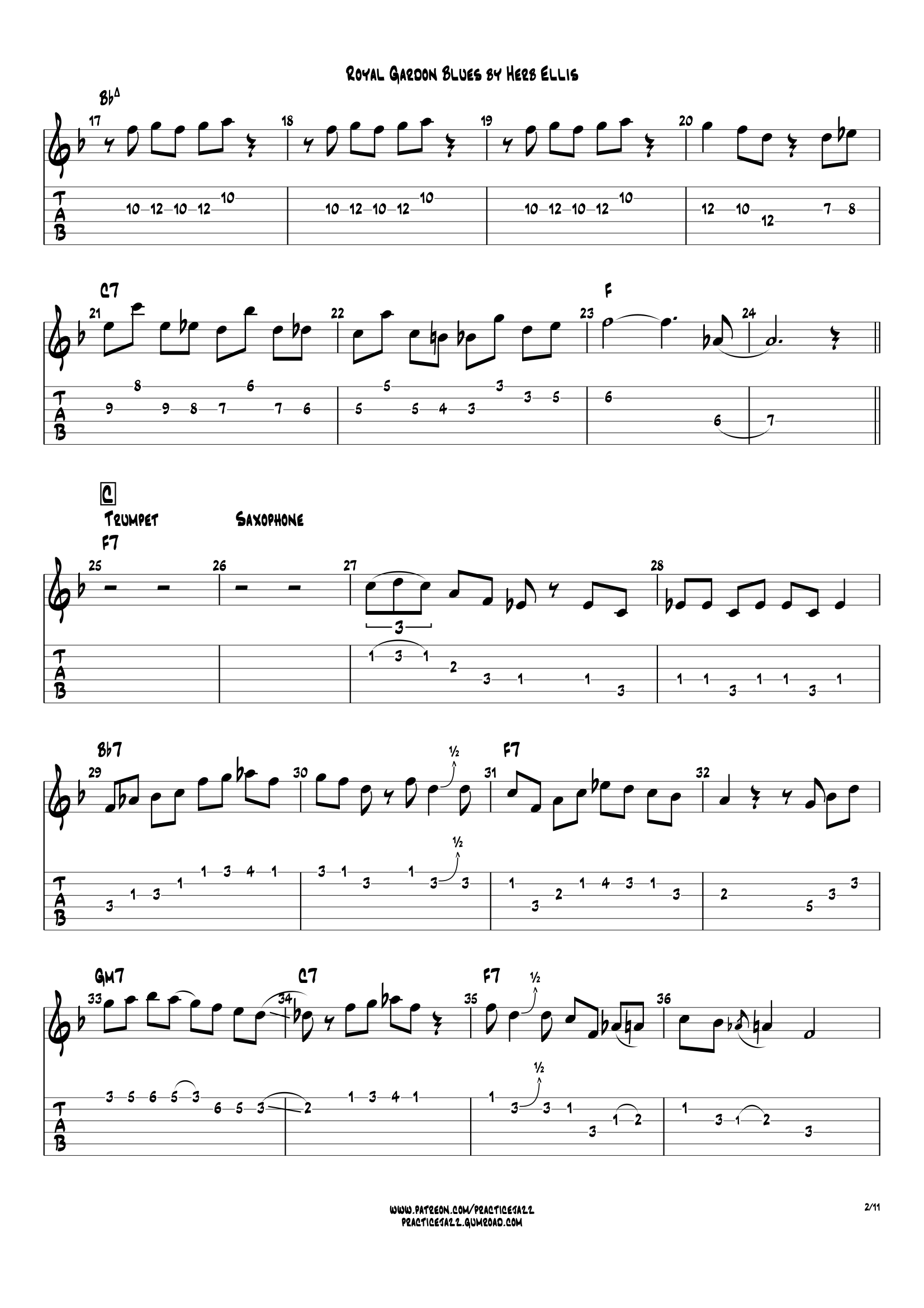 Royal Garden Blues Herb Ellis, 1958 Nothing But Blues (Transcription)