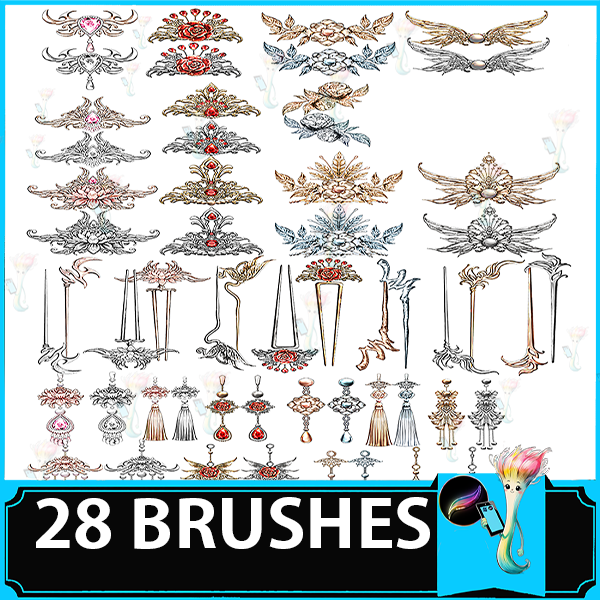 Jewelry Chinese|style jewelry brushes and hair ornaments by Procreate by best procreate brushes