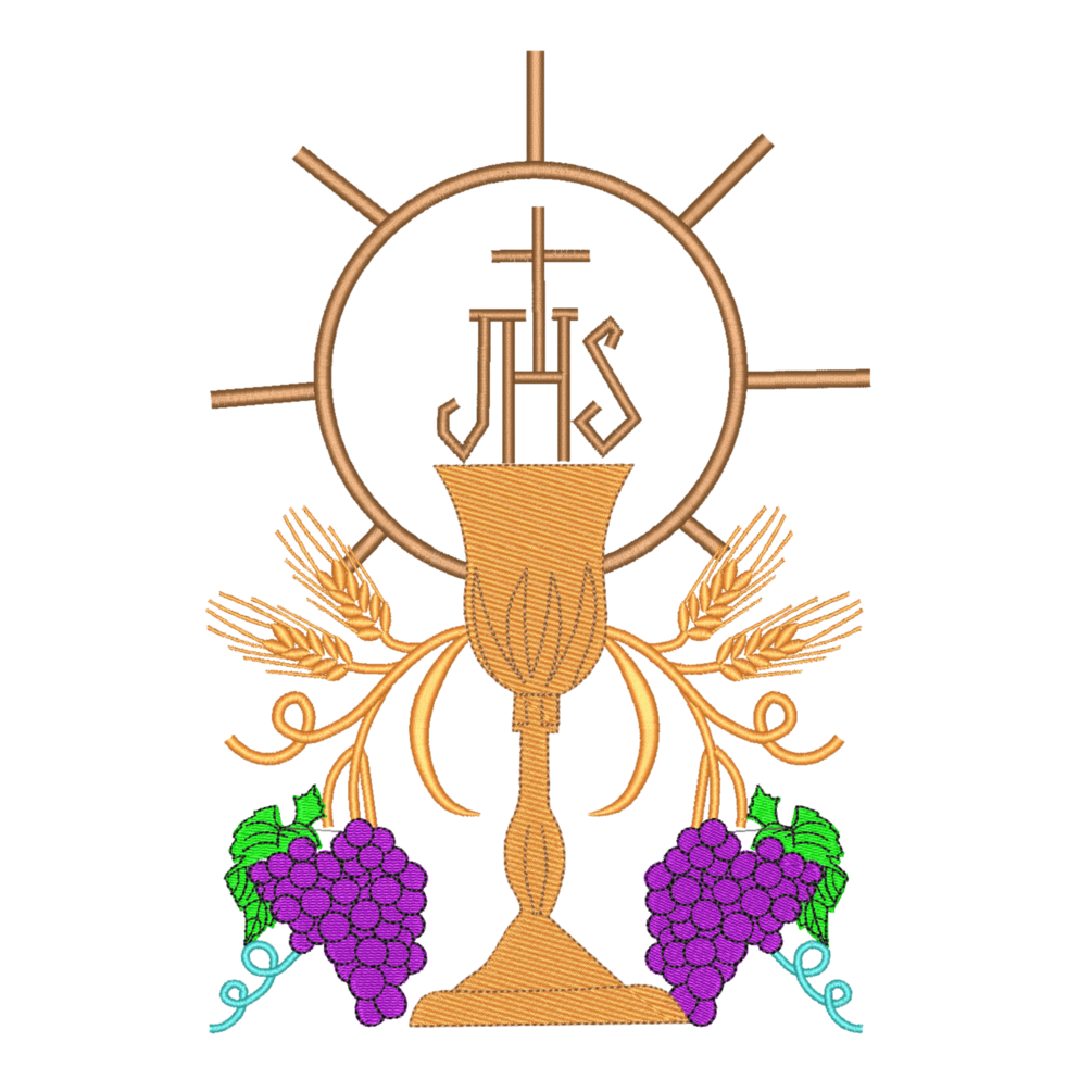Chalice with Grapes and Wheat embroidery designs - Communion embroidery ...