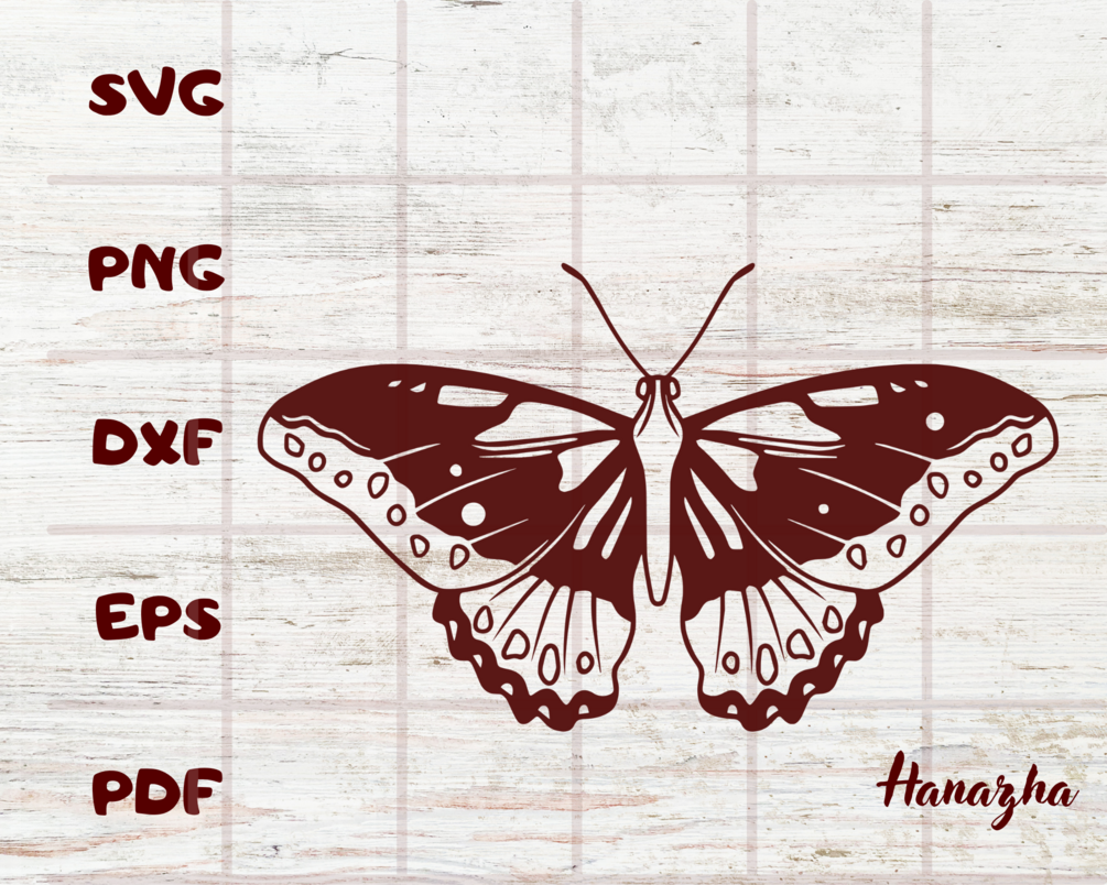 Butterfly file contains SVG, PNG, DXF, EPS, PDF.