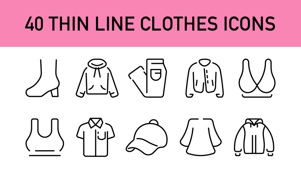 Clothing & Fashion Line Icons – 40 Minimalist Vector Icons