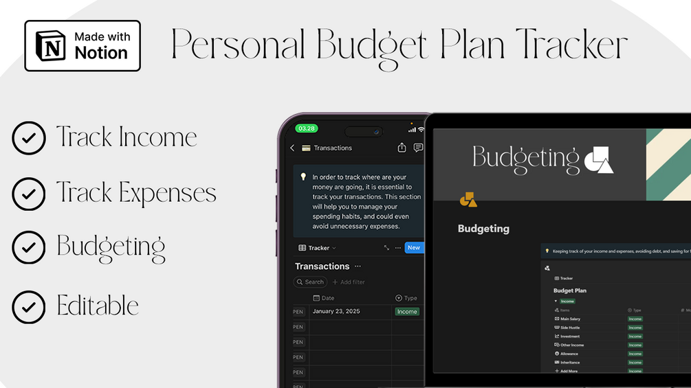 Personal Budget Plan Tracker Template | Made With Notion