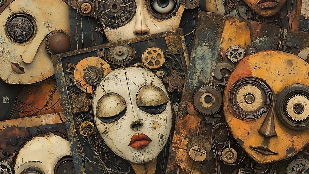 30 pc junk assemblage art character portrait collage printable junk