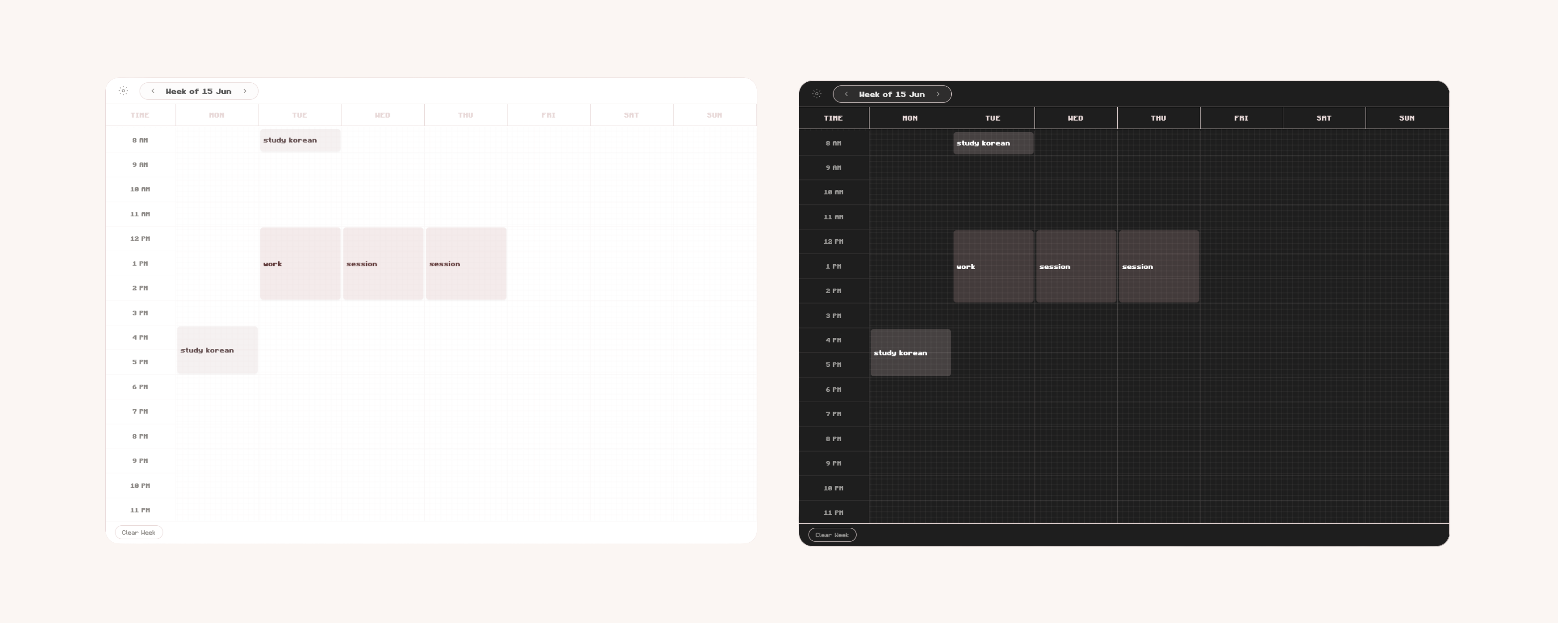 Study planner and weekly planner widget for Notion.