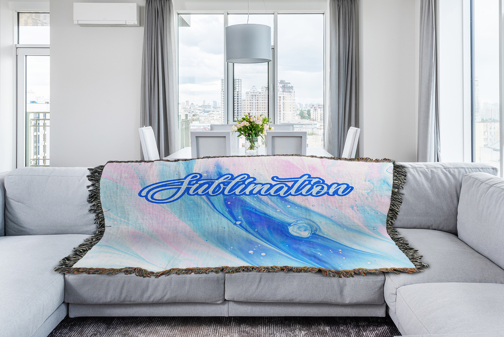 Woven Blanket Mock Up On Couch