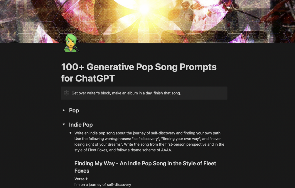 100-chatgpt-pop-song-prompts-with-pdf