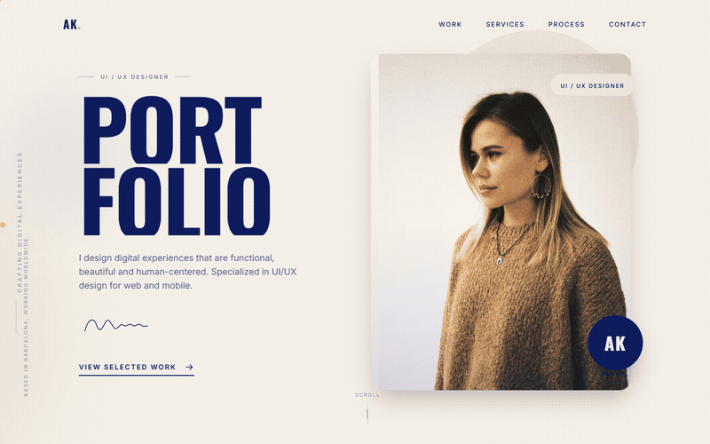 Desktop source preview for Anna K — Premium Personal Portfolio Website Template (HTML + WordPress + Elementor)