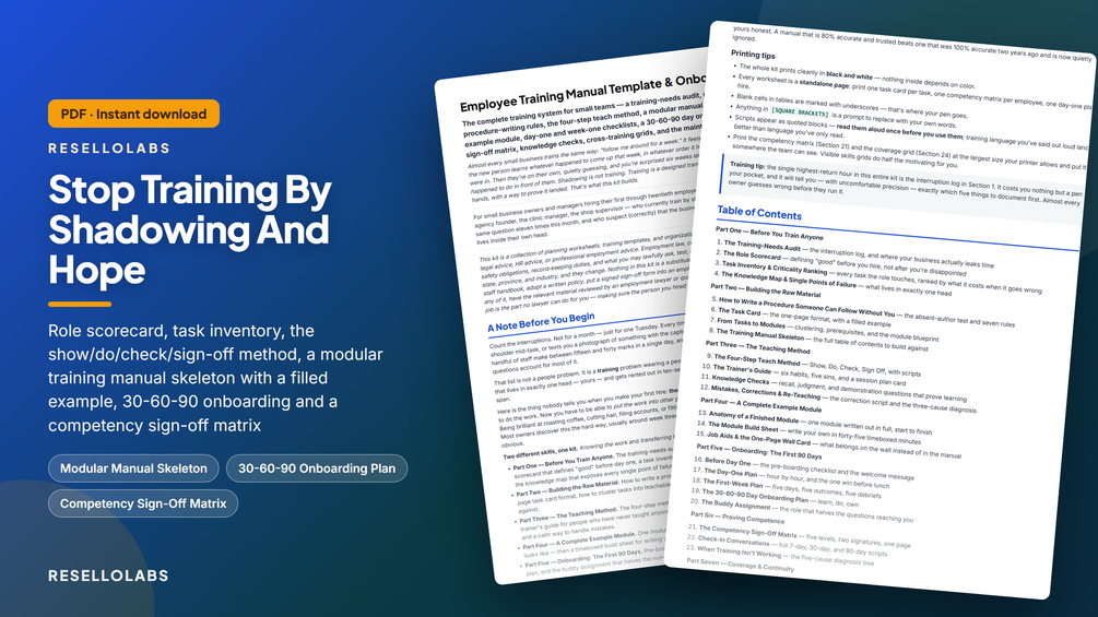 Employee Training Manual Template & Onboarding Kit (PDF)