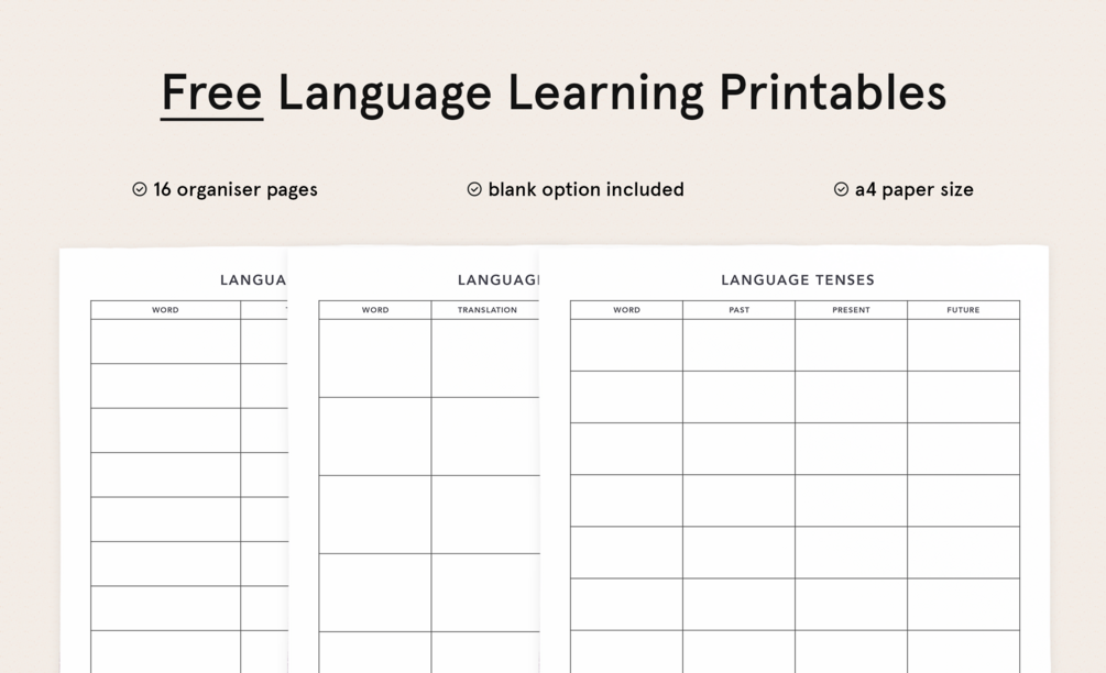 Free Language Learning Printables