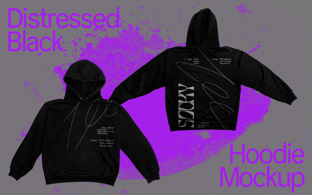 Distressed Black Hoodie Mockup