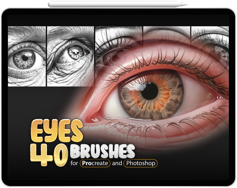 40 Realistic Eyes Brushes Collection for Procreate and Photoshop by ProCreativeBreeze