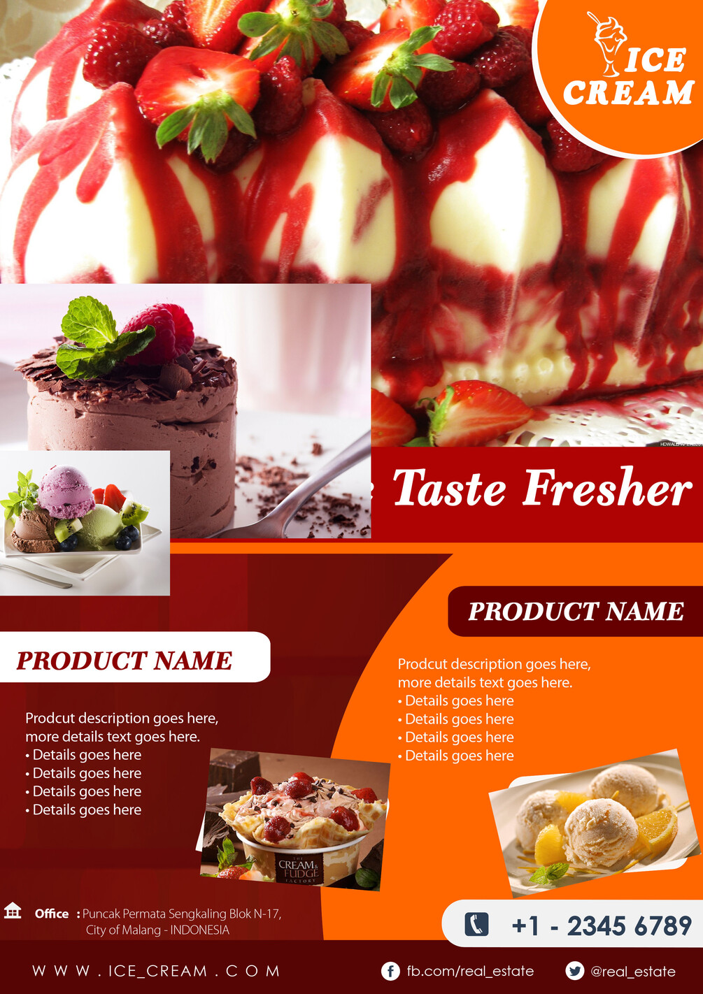 Flyer Volantino Pubblicitario + Biglietto da visita per Gelaterie