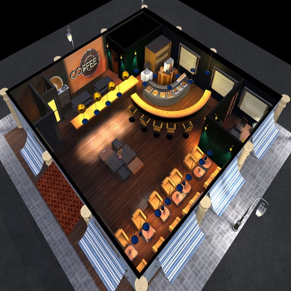 Coffee Shop 3D Model | Game-Ready, PBR Textured & Lightmapped | Unreal, Unity, Blender, FBX