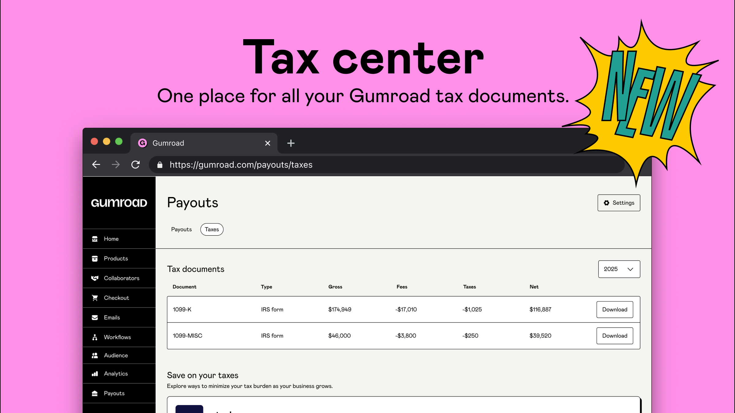 Introducing: Gumroad Tax Center