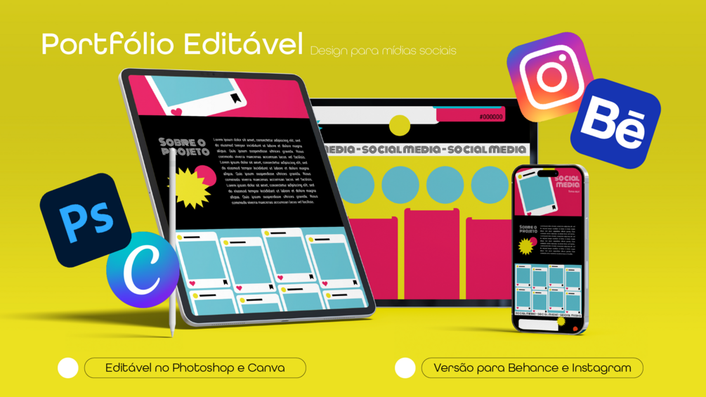 Portfólio Editável Design Para Social Media Behance Instagram