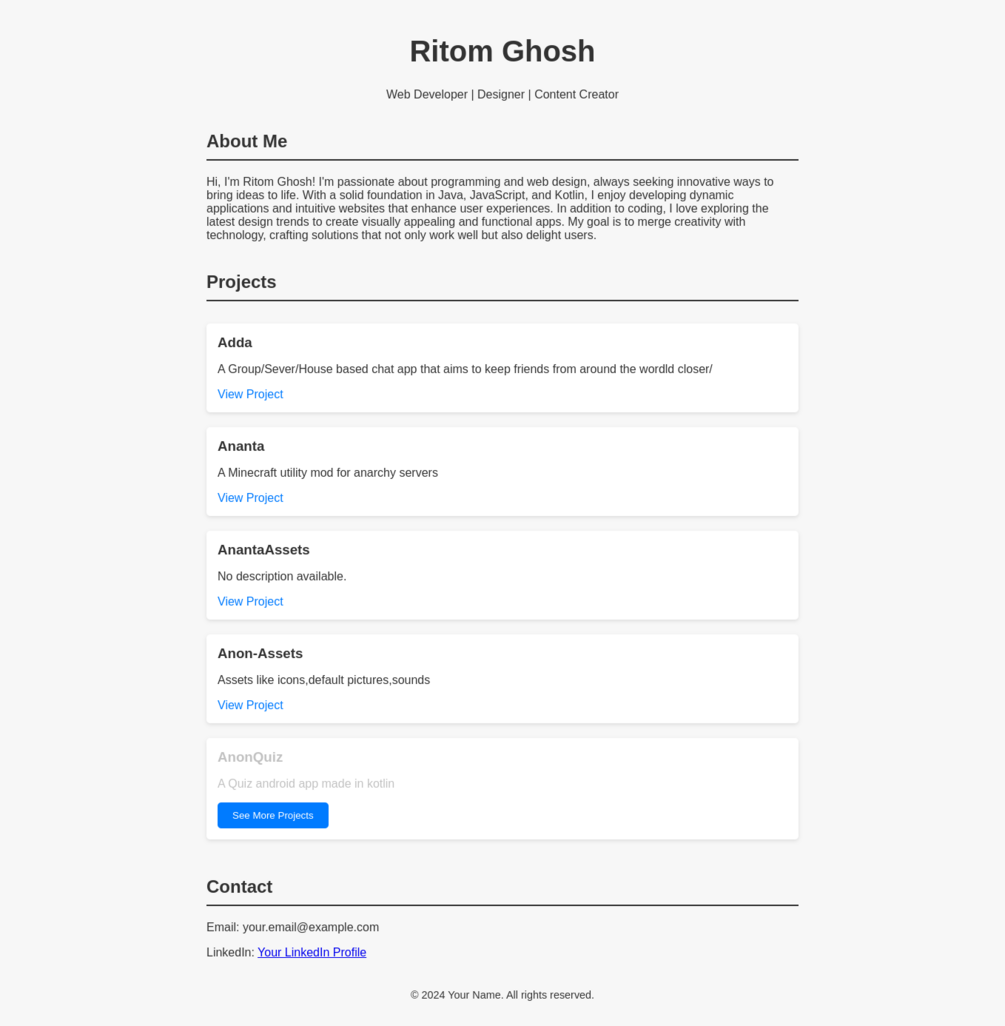 Minimal portfolio template
