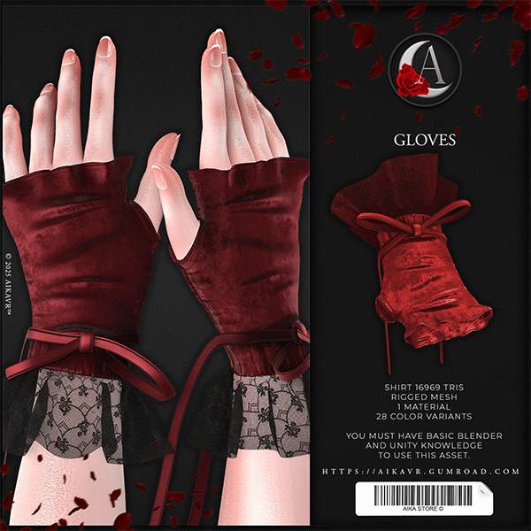 111 𓆩 ☾ 𓆪 • NITRO! | LACE GLOVES | RIGGED VRCHAT AND VTUBE ASSET • 𓆩 ☽ 𓆪 by ☾ 𝐀 𝐈 𝐊 𝐀