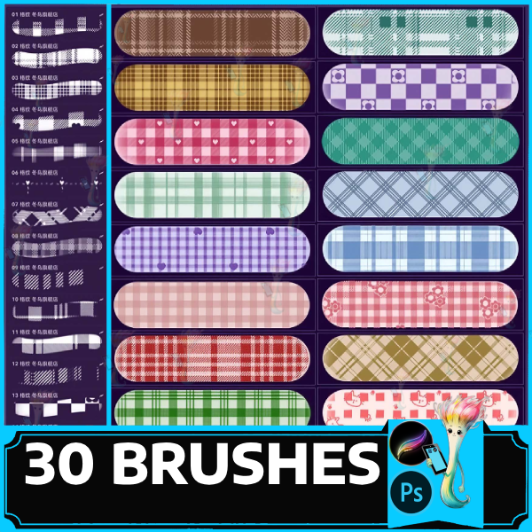 procreate brush ps brush plaid plaid texture clothing fabric jk cute background grid, photoshop by best procreate brushes