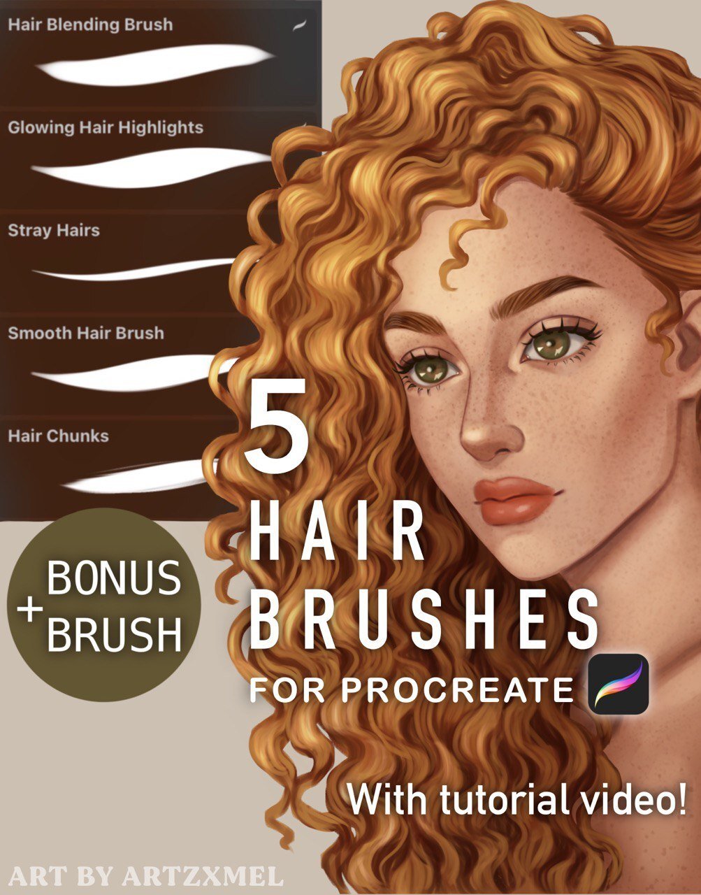 Procreate Hair Brush Pack Easy beginners brush for Procreate