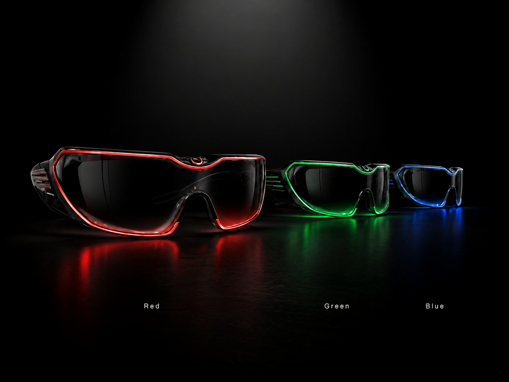 Chrome Eclipse Visor shown in red, green and blue