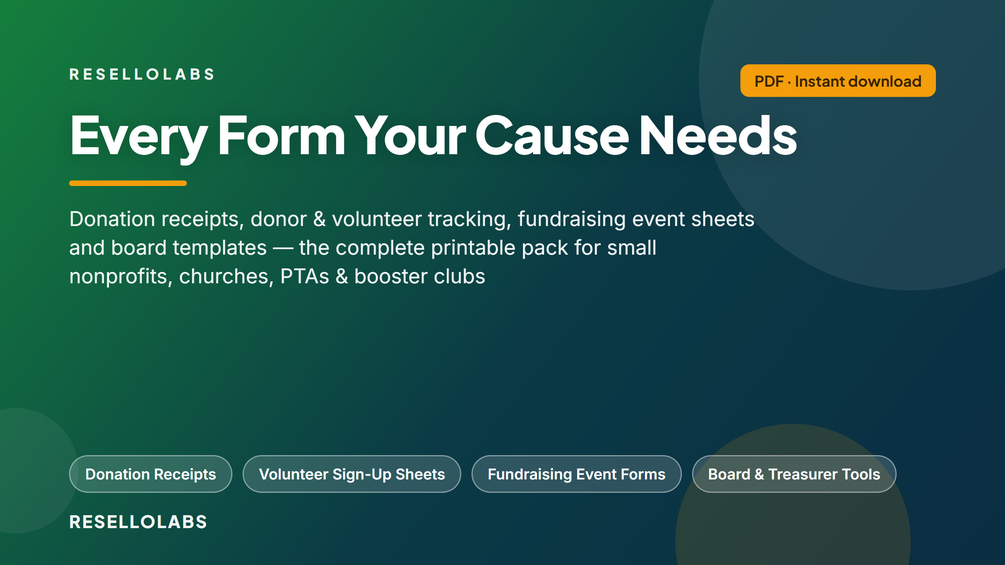 Look inside Nonprofit Forms Pack: Donation Receipts & Volunteer Forms — real pages