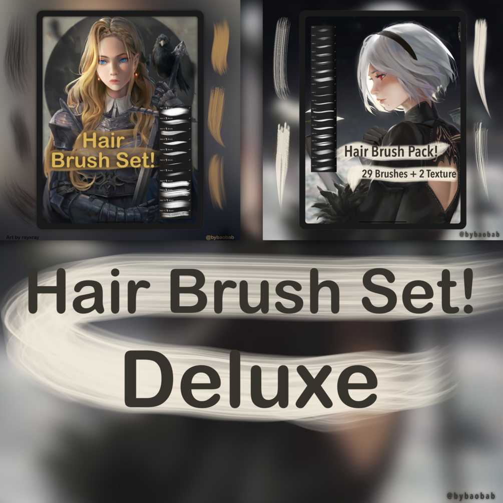 Deluxe Hair Brush Set for Procreate! by bybaobab