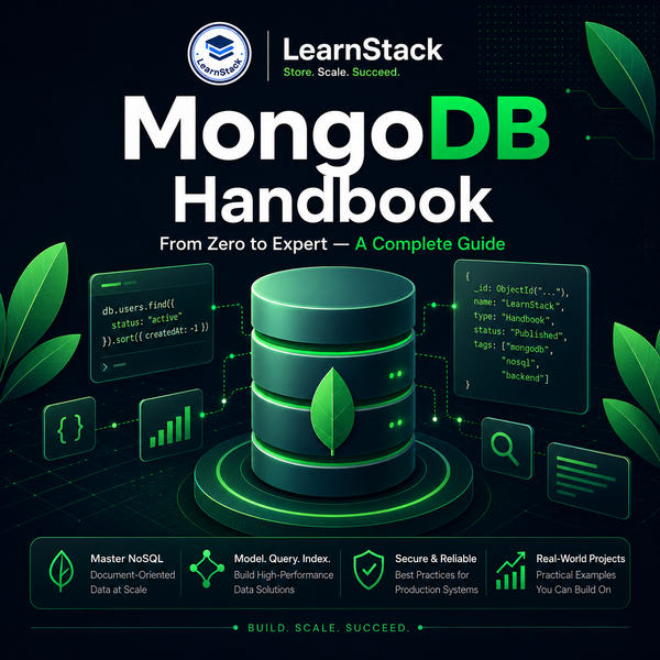 MongoDB Handbook — From Zero to Expert Complete NoSQL Database Guide cover by LearnStack