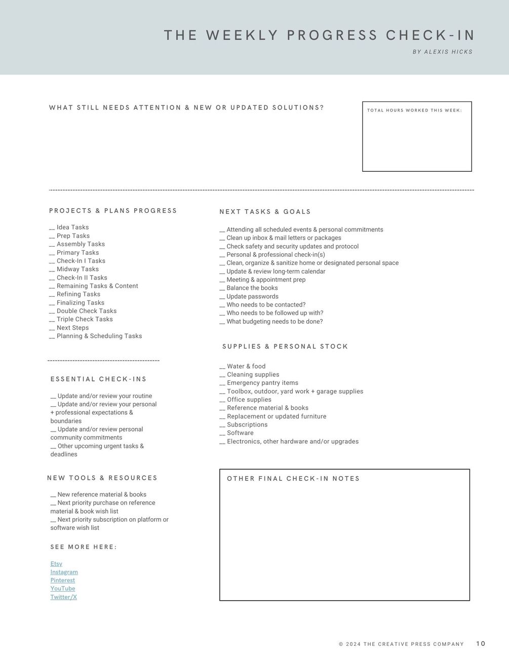 The Personal Weekly Overview Planner (Printable PDF)