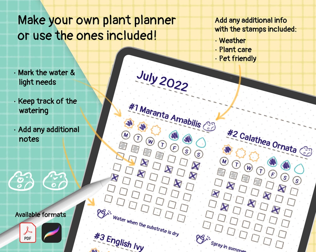 Planner Stamps for Procreate. Plants & Basics