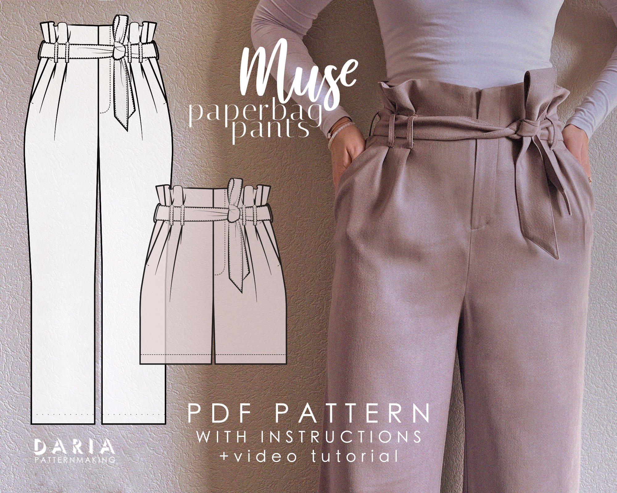 Muse Paperbag Pants PDF Sewing Pattern