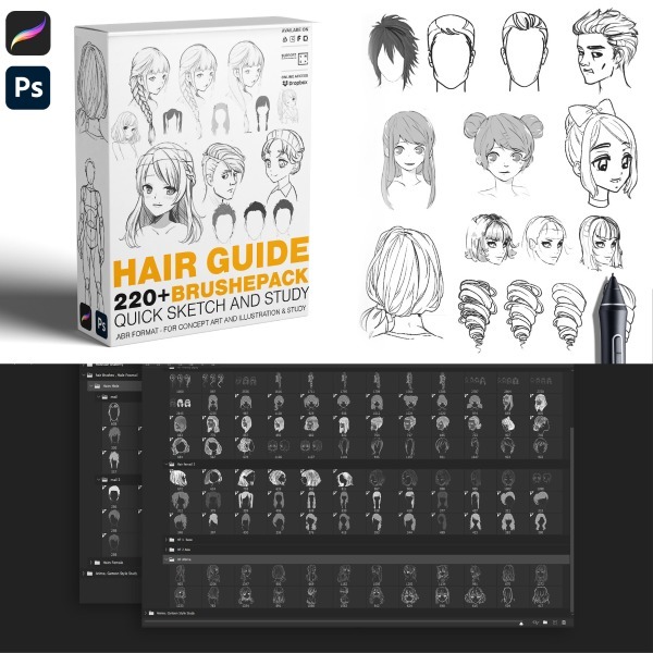 HAIR GUIDE BRUSHES 220+ by Mels Mneyan