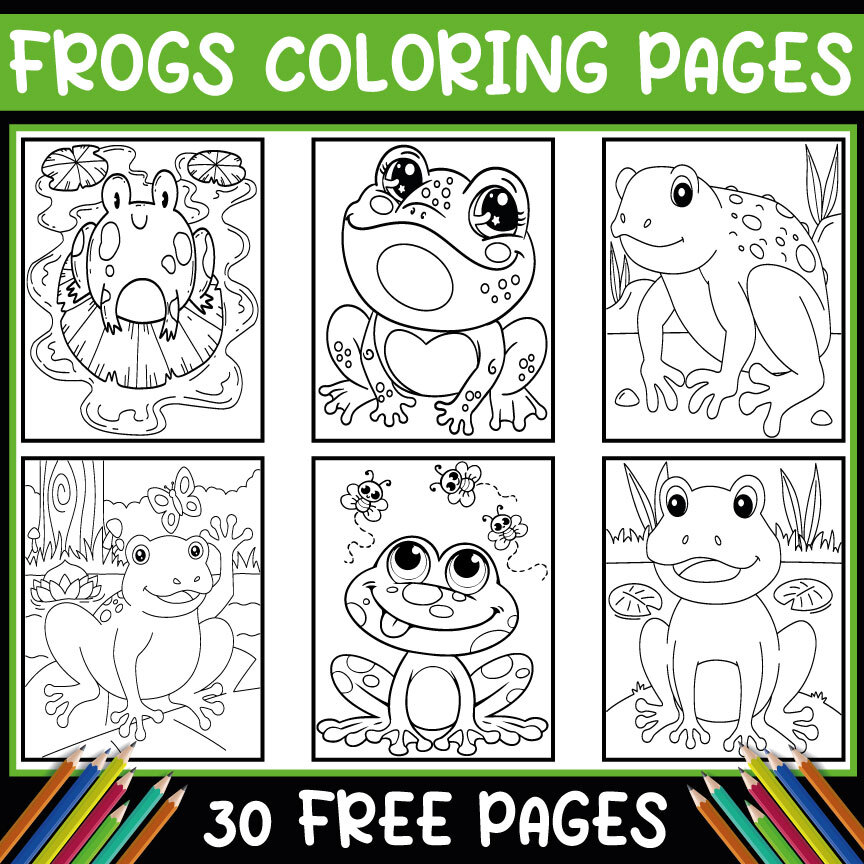 30 Free Frogs Coloring Book KDP Interior