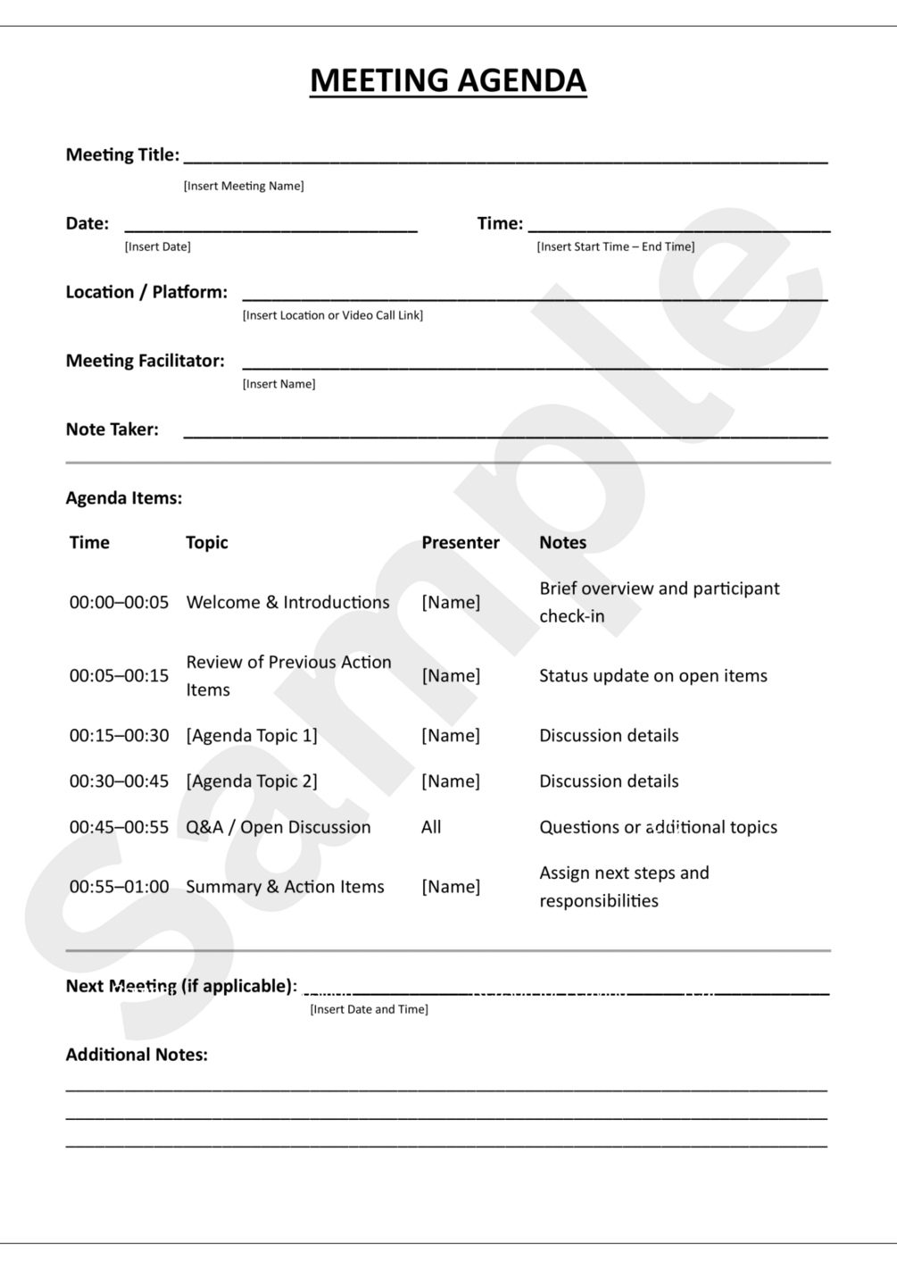 Meeting agenda template