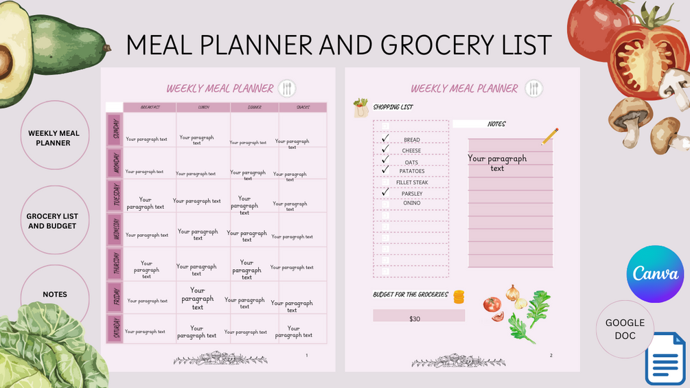 Weekly Digital Meal Planner – Stay Organized & Eat Healthy!